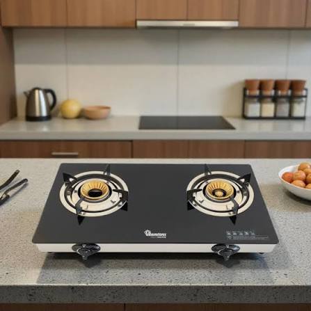 2-Gas Burner Glass Tabletop Cooker